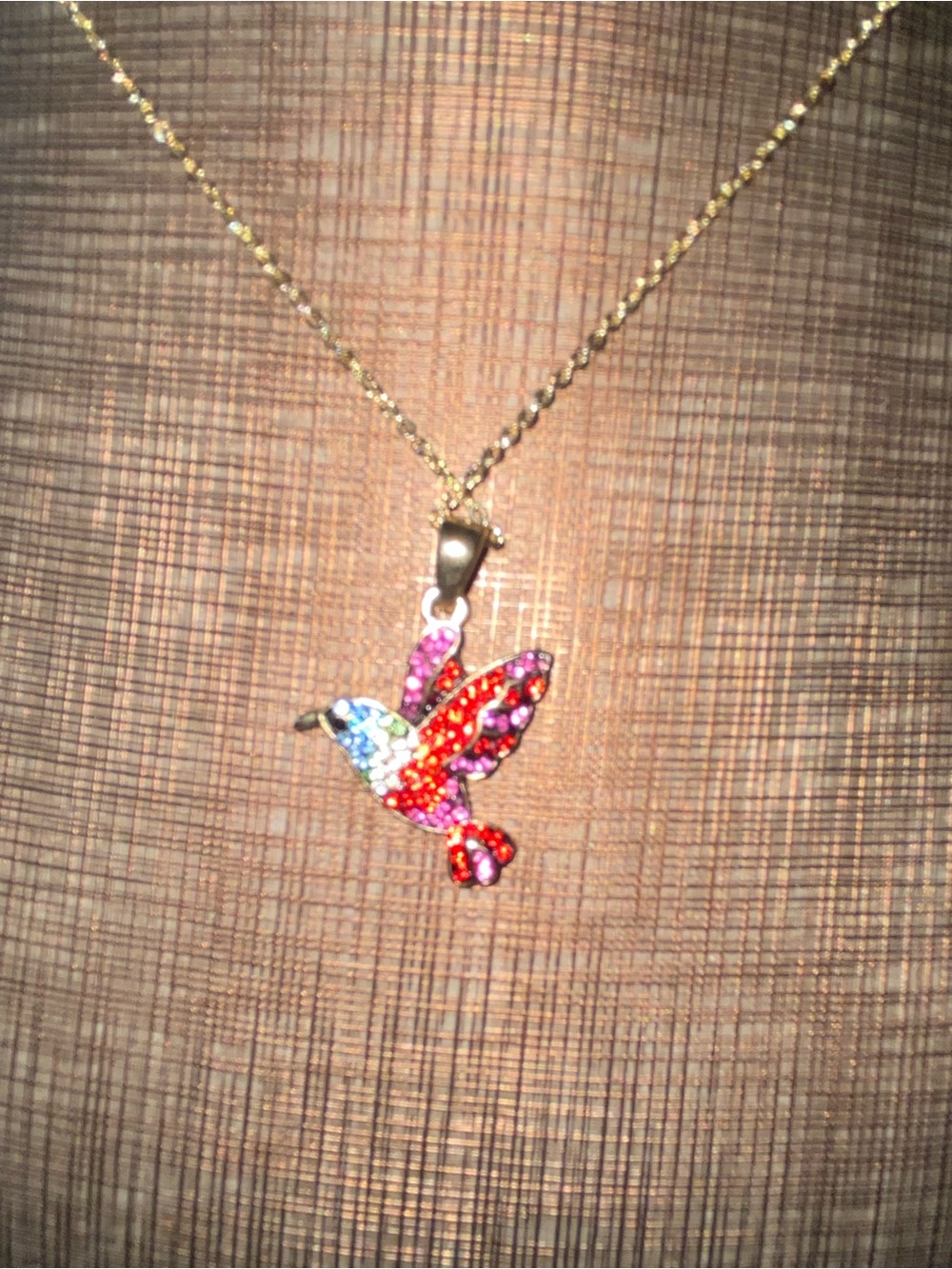 Multicolor Crystal Hummingbird Pendant Necklace - Women Jewelry